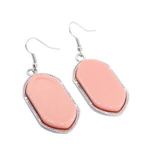 Express Pink Stone Drop Caged Earrings
